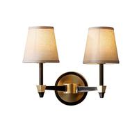 CONERY Linen Fabric Shade Reading Lamps Nordic Style Wall Sconces Retro Copper Wall Lamp Soft Light Eye Health Wall Mounted Lights Single And Double Head Wall Light Suitable For Bedroom Loft Study Roo