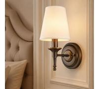 CONERY Mid-Century Wall Sconce Fabric Shade Wall Lamp Indoor Wall Mounted Lights Rustproof Iron Wall Luminaire Soft Light Eye-Care Wall Light Hallway Hallway, Bedroom,Living Room Decor Light
