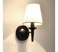 CONERY Mid-Century Wall Sconce Fabric Shade Wall Lamp Single Head Indoor Wall Mounted Lights Rustproof Iron Wall Luminaire Soft Light Eye-care Wall Light Hallway Bathroom Vanity Wall Night Decor Light