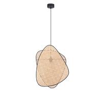 CONERY Wabi-Sabi Style Rattan Woven Pendant Light, Height Adjustable Beige Hanging Ceiling Light with Weaving Lampshade,Modern Double Layered Chandelier Fixture for Restaurant (33/44 CM)