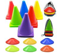 Cones Sports Set, 24Pcs Soccer Cones 7" with 60Pcs Disc Cones, Agility Soccer Cones with Carry Bag, Agility Field Marker, Soccer Cones for Training Kids, Plastic Soccer Cones for Drills