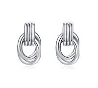 ConeyClare Chunky Gold Drop Dangle Earrings for Women, Minimalist Doorknocker Hoop Gold Silver Knot Earrings, Statement Trendy Jewelry Gift, Zinc, No Gemstone