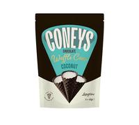 Coneys Waffle Cones - Bite-Sized Chocolate Filled Mini Waffle Cones - Sweet Crunchy Snacks for Snacking, Sharing & Desserts (1 Pack, Coconut)