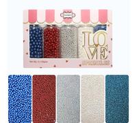 Confect Mix Navy Blue & Deep Red, Sliver, White & Blue Pearl Dragees, Birthday Sprinkles, Sprinkles for Cakes & Cupcakes Decoration, Disco Ball Sprinkles, Baby Shower Sprinkles - 100gms ( DB-03 )