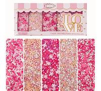 Confect Pink, Gold and White Pearl Sprinkles, Sprinkles for Baking & Cake Decorative, Heart Sprinkles, Birthday Sprinklesprinkless, Sparkling Sugar Edible sprinkles Mix Pack of 5-140gms