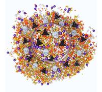 Confect Witches Headstones Sprinkles | Ghost Sprinkles | Mix Lime Green, Orange, Midnight Purple & White Pearls Sprinkles | Halloween Sprinkles - 50 Gms