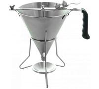 Confectionery Funnel with Three Nozzles and Stand, 304 Food Grade Stainless Steel Cake Decorating Tool Bakery Piston Funnel