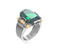 Confede Men Big Sapphire/Red Ruby/Stone Rings,Stainless Steel Turkısh Handmade Ottoman Style Ring Gift For Him, Created Emerald