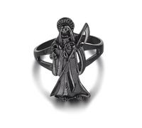 Confede Skull Sickle Ring, Stainless Steel Grim Reaper Ring Punk Biker Vintage Skull Jewelry for Men Women, Metal, No Gemstone