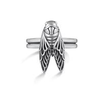 Confede Stainless Steel Pubk Biker Skeleton Moth/Rhinoceros beetles Ring for Women Men, Metal, No Gemstone