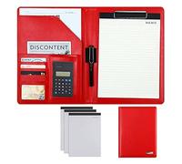 Conference Folder Folder Organiser, A4 Clipboard Folder with Storage Storage, Folder Binder Interview Resume Legal Document Organizer(Rood,8digit Calculator)