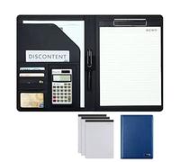Conference Folder Folder Organiser, A4 Clipboard Folder with Storage Storage, Folder Binder Interview Resume Legal Document Organizer(Blauw,12digit Calculator)