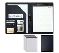 Conference Folder Folder Organiser, A4 Clipboard Folder with Storage Storage, Folder Binder Interview Resume Legal Document Organizer(Svart,12digit Calculator)
