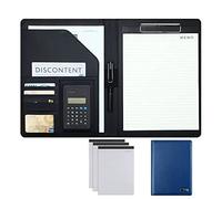 Conference Folder Folder Organiser, A4 Clipboard Folder with Storage Storage, Folder Binder Interview Resume Legal Document Organizer(Blauw,8digit Calculator)