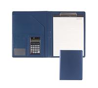 Conference Folder Folder Organiser, A4 Clipboard Folder with Storage Storage, Leather Folder Faux Leather Interview Writing Legal Pads(Blu,12digit Calculator)