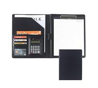 Conference Folder Folder Organiser, A4 Clipboard Folder with Storage Storage, Leather Folder Faux Leather Interview Writing Legal Pads(Svart,12digit Calculator)