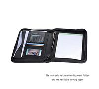 Conference Folder, Portfolio PU Leather Leather Folder with Refillable Writing Pad for Travel School Home