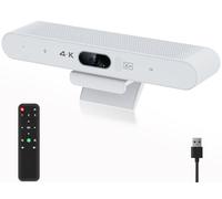 Conference Room Camera, All-in-One 4K Webcam with Microphone and Speaker, AI Tracking and Auto Framing, Wide Angle of View, Plug and Play USB Webcam for PC, Mac, Meetings, Teams, Zoom & Webex (White)