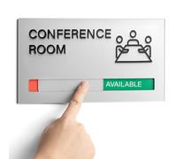 Conference Room Door Signs for Office, Meeting In Progress Door Sign, In Use Available Slider Indicator Tells Whether Room Vacant Or Occupied
