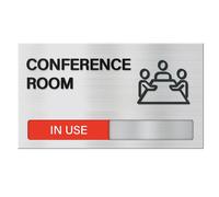 Conference Room Door Signs for Office, Meeting In Progress Door Sign, In Use Available Slider Indicator Tells Whether Room Vacant Or Occupied