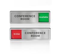 Conference Room Office Door Signs Do Not Disturb, In Use/Available Slider Sign for Home Office Wellness Conference Vacant Occupied Privacy Sliding Door Sign，Brushed Silver