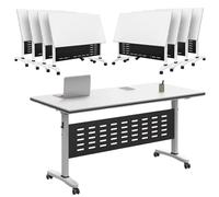 Conference Room Table, Modern Office Conference Tables Large Folding Flip-Top Mobile Table on Wheels for Corporations,seminar Rooms Space-Saving 8Pack-120x60x75cm