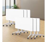 Conference Room Tables with Flip-Top Design, Modern Mobile Meeting Training Table with Silent Wheels, Seminar Desk for Offices Classrooms Libraries,6pack,55.1"*21.6"