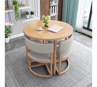 Conference Table and Chair Set, Round Modern Space-Saving Table with Chairs, Cotton Linen, Simple Design for Dining and Office Use