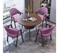 Conference Table and Chair Set - Small Round Meeting Room Table with Chairs - Double Layer Design for Business or Kitchen Dining