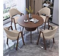 Conference Table and Chair Set - Small Round Meeting Room Table with Chairs - Double Layer Design for Business or Kitchen Dining