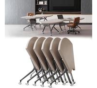 Conference Table, Folding Solid Wood with Steel Legs, Modular Meeting Table for Office, Business Style, Available in 1/5/10-Pack, Adjustable Height (32.3-41.3in)