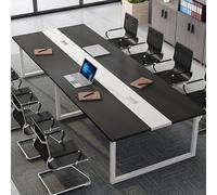 Conference Table for 68 People Adjustable Length 160240cm Black Wood Meeting Desk with Threaded Holes Ideal for Offices Meeting Rooms and Reception Areas (180x120cm)