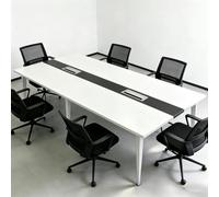 Conference Table for 8-10 People, 240cm with Cable Duct, Metal Frame, Ideal for Conference & Training Rooms, Easy Assembly