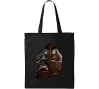 Confession in Ancient Chapel Booth Natural Cotton Tote Bag Black