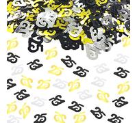 Confetti 25 Confetti 25th Scatter Birthday Party Sequins Glitter Metallic Table Decoration for Anniversary Birthday Retirement event Supplies.(25 Golden Black Silver)