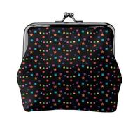 Confetti and Stars, PU Leather Coin Purse, Small Wallets, Change Pouch with Kiss Lock Clasp Buckle, Change Purse