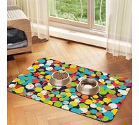 Confetti Bright Pattern Pet Feeding Mat 40x60cm, Absorbent Dog Mat for Food and Water Bowl, PU Leather Cat Food Mat Waterproof Dog Bowl Mats Quick Dry Pet Placemats-No Stains