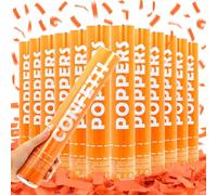 Confetti Cannon Orange 12Pack Party Popper Shooters 12 Inch Confftti Cannnons Launches 20-25ft Biodegradable Confftti Poppers forBirthday,Wedding,Graduation, New Years Eve Celebration