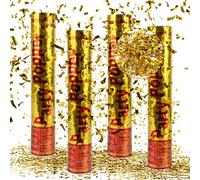Confetti Cannons Gold, Fewlew Confetti Cannons*4, Party Poppers Gold, Handheld Confetti Tube, for Weddings, Parties, Baby Showers, Christmas, Birthday Parties, WLDN-POP30-GD, Gold Glitter