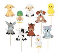 Confetti! Farm Cupcake Topper - 11 PCS Multi-Layer Farm Animals Cake Topper Party Decorations for Kids Birthday Baby Shower Barnyard Cartoon Cupcake Topper Picks Party Supplies (Cupcake Topper)