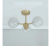 ValueLights | Gold 3 Way Flush Ceiling Light Fitting with White Confetti Glass Lampshades | Close-to-Ceiling Lights, Home Décor & Improvement Essential
