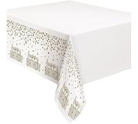 Confetti Gold Birthday Plastic Table Cover (137cm x 213cm) - Perfect for Parties & Celebrations - 1 Piece