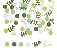 Confetti Green Gold, 100Pcs Sage Green Sprinkle Table Scatter Confetti, Love Theme Round Dots for Engagement, Wedding, Anniversary, Birthday Party Decoration, Tissue for Baby Shower Deco Boy Girl