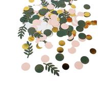Confetti Green Gold, Green Leaf Paper Scraps Circle Decoration, 100 PCS Engagement Party Decoration, Baby Shower Confetti Sage Party Decorations for Wedding, Love Theme, Happy Birthday Theme (Color)