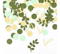 Confetti Green Gold, Pack of 400 Engagement Party Decoration, Love Theme Confetti Green Shaker for Birthday, Wedding, Children's Room, Table Top, Paper Scraps (Love Green)