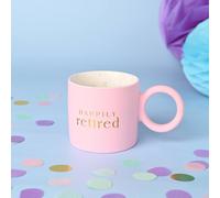 Confetti Happily Retired Pink Mug in Light Pink Confetti Light Pink