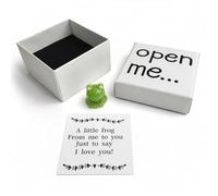 Confettiville I Love You Gift for Him or Her, Green Frog Miniature Keepsake in 'Open Me' Gift Box, Cute Valentine's Day & Anniversary Present for Boyfriend, Girlfriend, Soulmate