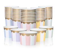 Confettiville Paper Ice Cream Cups, 50-Pack 266ml Disposable Dessert Bowls for Hot and Cold Food, 50-ml Party Supplies Treat Cups for Sundae, Frozen Yogurt, Soup, Colored Polka Dots, Brown