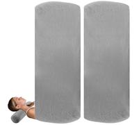 Confeze 2 Velvet Pillow Covers for Neck Support - Zippered Cushion Case for Round Cylindrical or Roll Pillows (1.15x40cm/6x16in)