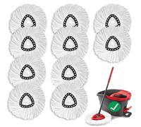 Confezione da 10 testine di ricambio per mocio, 100% microfibra, ricambio per mocio a 360 gradi, compatibile con scopa triangolare per pulizia del pavimento